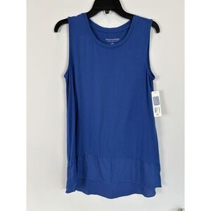 NWT Soft Surroundings Eden Tiered Top Size Small Blue Sleeveless Tank Blouse